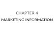 CHAPTER 4 MARKETING INFORMATION. Definition and Use of Information Databases in Marketing Types of Data Marketing Research Process