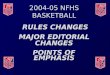 2004-05 NFHS BASKETBALL RULES CHANGES MAJOR EDITORIAL CHANGES POINTS OF EMPHASIS