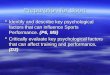 Preparation for Sport  Identify and describe key psychological factors that can influence Sports Performance. (P6, M5)  Critically evaluate key psychological