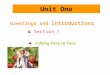 Unit One Greetings and Introductions Section Ⅰ Talking Face to Face