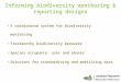 Informing biodiversity monitoring & reporting designs A coordinated system for biodiversity monitoring Trustworthy biodiversity measures Species occupancy: