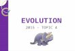 EVOLUTION 2015 - TOPIC 4. EVOLUTION Things to cover History of the theory of evolution Natural selection ◦ Variation ◦ Isolation ◦ Selection pressure