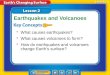Lesson 2 Reading Guide - KC What causes earthquakes? What causes volcanoes to form? How do earthquakes and volcanoes change Earth’s surface? Earthquakes
