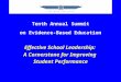 Tenth Annual Summit on Evidence-Based Education Effective School Leadership: A Cornerstone for Improving Student Performance