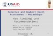 Maternal and Newborn Heath Assessment - Mozambique Key Findings and Recommendations 1a Mary Ellen Stanton, USAID/W Nahed Matta, USAID/W Koki Agarwal, MCHIP
