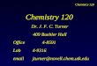 Chemistry 120 Chemistry 120 Dr. J. F. C. Turner 409 Buehler Hall Office4-8591 Lab4-9316 emailjturner@novell.chem.utk.edu