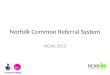 Norfolk Common Referral System NCAN 2013. Training Objectives Be familiar with the background to NCAN. Have some understanding of the benefits of using
