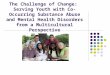 The Challenge of Change: Serving Youth with Co-Occurring Substance Abuse and Mental Health Disorders from a Multicultural Perspective April 28, 2010