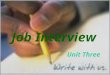 Unit Three Job Interview. Teaching Objectives: Students will be able to : Lean some knowledge about job interview grasp the main idea of the structure