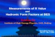 Measurements of R Value and Hadronic Form Factors at BES Haiming Hu Institute of High Energy Physics, CAS, Beijing Novosibirsk, Russian Feb. 27 – Mar