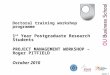 Slide: 1 Doctoral training workshop programme 1 st Year Postgraduate Research Students PROJECT MANAGEMENT WORKSHOP – Roger PITFIELD October 2010