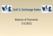 Balance of Payments 3/2/2012 Unit 3: Exchange Rates