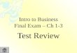 Intro to Business Final Exam – Ch 1-3 Test Review