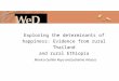 Exploring the determinants of happiness: Evidence from rural Thailand and rural Ethiopia Monica Guillen Royo and Jackeline Velazco