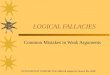 LOGICAL FALLACIES Common Mistakes in Weak Arguments DEVELOPED BY JENIFFER VISCARRA & adapted by Sharon Ma, SMIC