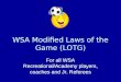 WSA Modified Laws of the Game (LOTG) For all WSA Recreational/Academy players, coaches and Jr. Referees