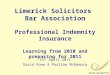 Limerick Solicitors Bar Association Professional Indemnity Insurance Learning from 2010 and preparing for 2011 14 th April 2011 David Rowe & Pauline McNamara