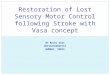 BY RAJUL VASA PHYSIOTHERAPIST MUMBAI, INDIA Restoration of Lost Sensory Motor Control following Stroke with Vasa concept