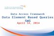 Data Access Framework Data Element Based Queries SWG April 14, 2014