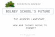 BOLNEY SCHOOL’S FUTURE THE ACADEMY LANDSCAPE. HOW ARE THINGS GOING TO CHANGE? Be the Best You Can, Guided by God