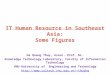 IT Human Resource in Southeast Asia: Some Figures Ha Quang Thuy, Assoc. Prof. Dr. Knowledge Technology Laboratory, Faculty of Information Technology VNU-University