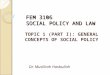 FEM 3106 SOCIAL POLICY AND LAW Dr. Muslihah Hasbullah TOPIC 1 (PART I): GENERAL CONCEPTS OF SOCIAL POLICY