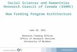 Social Sciences and Humanities Research Council of Canada (SSHRC) New Funding Program Architecture June 28, 2011 Research Funding Officer Office of Research