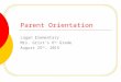 Parent Orientation Logan Elementary Mrs. Grist’s 6 th Grade August 25 th, 2015