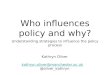 Who influences policy and why? Understanding strategies to influence the policy process Kathryn Oliver kathryn.oliver@manchester.ac.uk kathryn.oliver@manchester.ac.uk