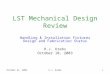 October 21, 2003H.J. Krebs1 LST Mechanical Design Review Handling & Installation Fixtures Design and Fabrication Status H.J. Krebs October 10, 2003
