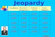 Jeopardy Vocabulary Narrator’s Perspective Literary Terms Genre / Subgenre Q $100 Q $200 Q $300 Q $400 Q $500 Q $100 Q $200 Q $300 Q $400 Q $500 Jeopardy