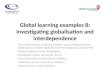 Global learning examples B: Investigating globalisation and interdependence The samples of work in this presentation were submitted by these schools as