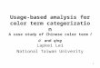 1 Usage-based analysis for color term categorization A case study of Chinese color term lü and qing Lapkei Lei National Taiwan Univerity