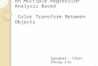 An Multiple Regression Analysis Based Color Transform Between Objects Speaker ： Chen-Chung Liu 1