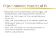 Organizational Impacts of IS zDescribe the characteristics, advantages and disadvantages of organizational structures zDescribe the impact of IS on organizational