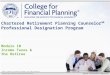 ©2013, College for Financial Planning, all rights reserved. Module 10 Income Taxes & the Retiree Chartered Retirement Planning Counselor SM Professional