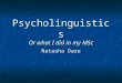 Psycholinguistics Or what I did in my MSc Natasha Dare
