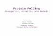 Protein Folding Energetics, Kinetics and Models Oznur Tastan oznur@cs.cmu.edu Graduate Student Carnegie Mellon University