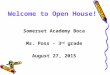 DRAFT Welcome to Open House! Somerset Academy Boca Ms. Poss - 3 rd grade August 27, 2015