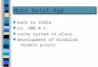 More Axial Age n back to India n ca. 500 B.C. n caste system in place n development of Hinduism –Brahmin priests