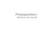 Phytoplankton: Nutrients and Growth. Outline Growth Nutrients Limitation Physiology Kinetics Redfield Ratio Critical Depth