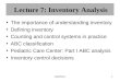EEMT5121 Lecture 7: Inventory Analysis The importance of understanding inventory Defining inventory Counting and control systems in practice ABC classification