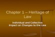 Chapter 1 – Heritage of Law Individual and Collective Impact on Changes to the Law