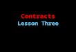 Contracts Lesson Three. Learning Objectives  Understand the performance of contracts as related to time limits.  Know about assignment of a contract
