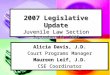 2007 Legislative Update Juvenile Law Section September 19, 2007 Alicia Davis, J.D. Court Programs Manager Maureen Leif, J.D. CSE Coordinator