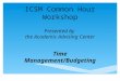 ICSM Common Hour Workshop Presented by the Academic Advising Center Time Management/Budgeting