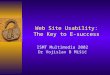 Web Site Usability: The Key to E-success ISMT Multimedia 2002 Dr Vojislav B Mišić
