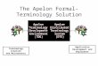 The Apelon Formal-Terminology Solution Terminology Creation and Maintenance Application Development and Deployment TerminologyApplications
