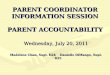 PARENT COORDINATOR INFORMATION SESSION PARENT ACCOUNTABILITY Wednesday, July 20, 2011 Madelene Chan, Supt. D24 Danielle DiMango, Supt. D25