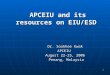 1 APCEIU and its resources on EIU/ESD Dr. Sookhee Kwak APCEIU August 22-25, 2006 Penang, Malaysia Penang, Malaysia